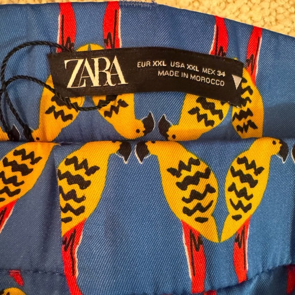 NWT Zara Satin Birds shorts Size XXL - Picture 7 of 7